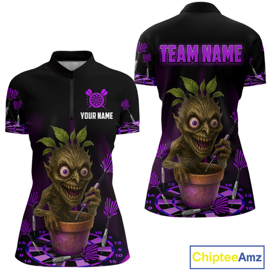 Plant Mage With Purple Darts Women's Funny Darts Shirt - Custom Name For Players NYN0511