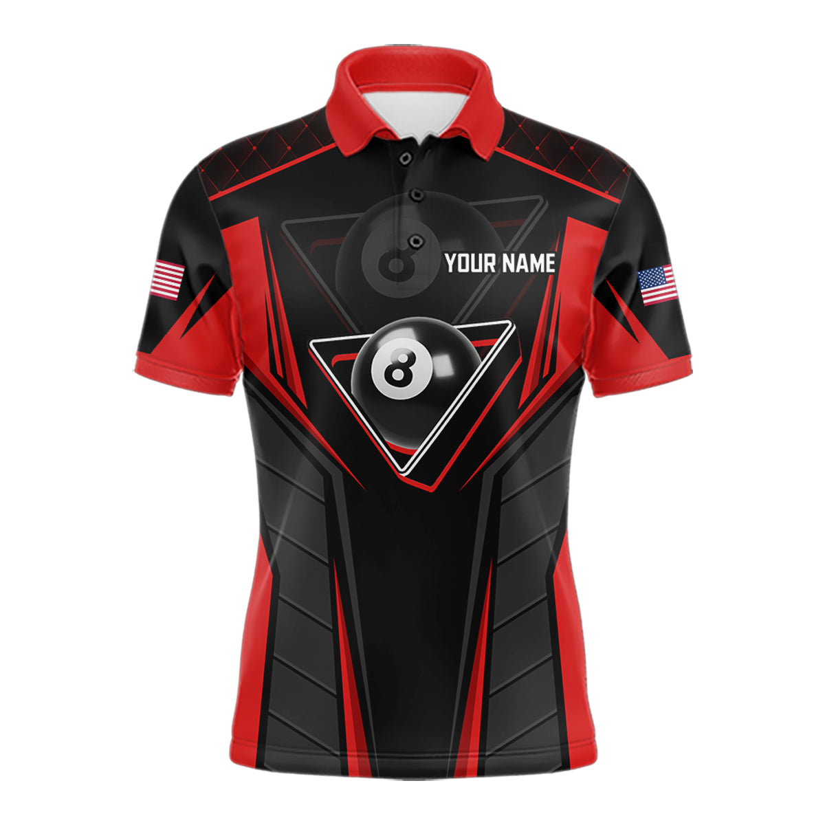 Black And Red Billiard Ball Pool Men Polo & 1/4-Zip Shirt Custom 8 Ball 3D Billiards Jerseys NYN2451