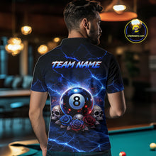 Load image into Gallery viewer, Custom Dragon Roses 8 Ball Billiard Pool Shirt For Men Thunder Blue Red Skull Team Billiard Jersey NYN3068