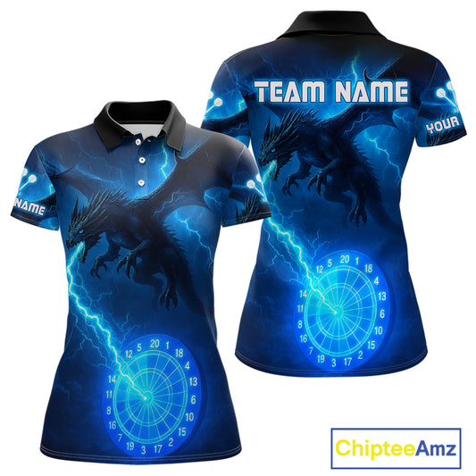 Custom Dragon Lightning Blue Dartboard Dart Team Shirt For Women, Outfits Dart Jerseys NYN1071