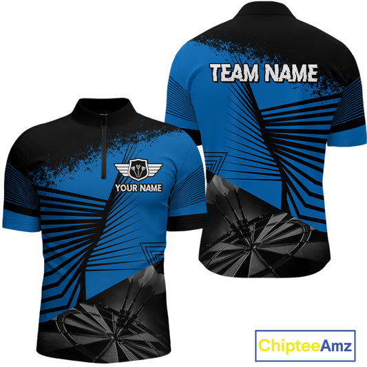 Custom Men's Darts Shirt With Silver Dart Arrows Hitting Dartboard, Darts Jersey NYN0285