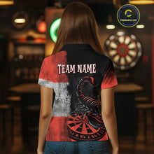 Load image into Gallery viewer, Custom Women's Darts Polo Jersey Scorpion Red &amp; Dartboard 3D Design For Darts Team NYN0766