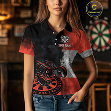 Load image into Gallery viewer, Custom Women's Darts Polo Jersey Scorpion Red &amp; Dartboard 3D Design For Darts Team NYN0766
