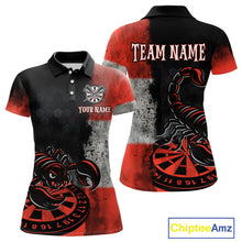Load image into Gallery viewer, Custom Women's Darts Polo Jersey Scorpion Red &amp; Dartboard 3D Design For Darts Team NYN0766