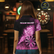 Load image into Gallery viewer, Custom Smoke Pink Fire Flaming Dart Arrow Women Darts Polo League Shirts Dart Team Jerseys NYN2213