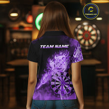 Load image into Gallery viewer, Custom Smoke Purple Fire Flaming Dart Arrow Women Darts Polo League Shirts Dart Team Jerseys NYN2214