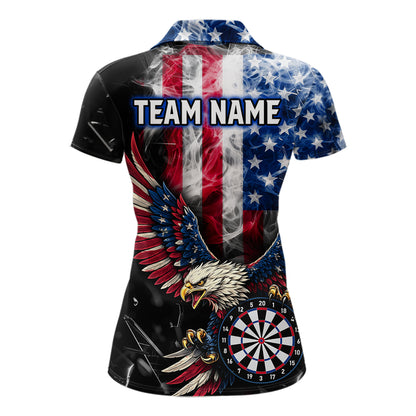 Smoking US Flag & Eagle Dartboard Women Darts Polo Shirt Custom Patriotic Dart Team Jerseys NYN2511