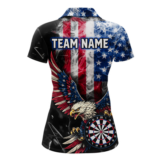 Smoking US Flag & Eagle Dartboard Women Darts Polo Shirt Custom Patriotic Dart Team Jerseys NYN2511
