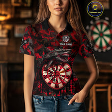 Load image into Gallery viewer, Custom Red Digital Camo Dartboard Horror Shark Darts Polo Shirt For Women Dart Gifts NYN1965