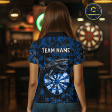 Load image into Gallery viewer, Custom Blue Digital Camo Dartboard Horror Shark Darts Polo Shirt For Women Dart Gifts NYN1966