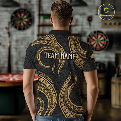 Black And Gold Tribal Human Play Dartboard Darts Polo Shirt Personalized Dart Jerseys For Men NYN2518