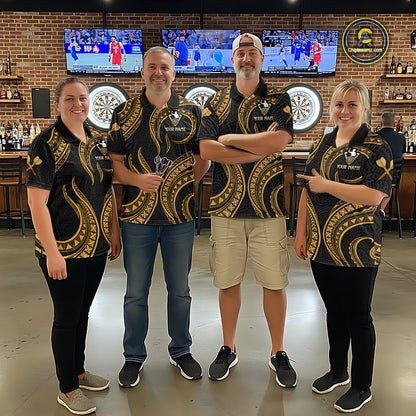 Black And Gold Tribal Human Play Dartboard Darts Polo Shirt Personalized Dart Jerseys For Men NYN2518