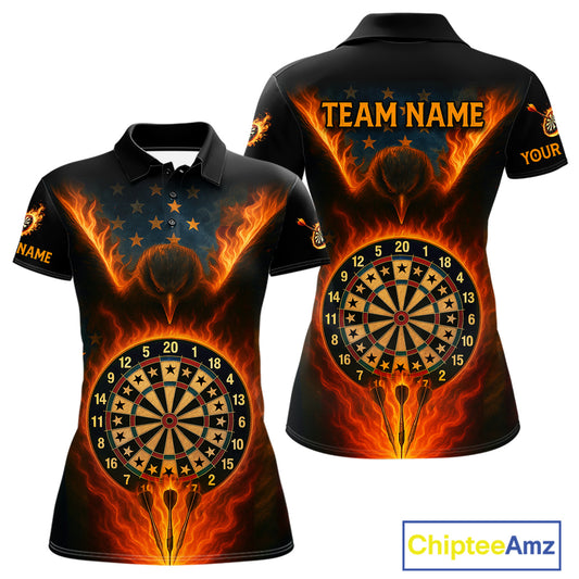 Women's US Flag Patriotic Darts Shirt Personalized Flame Eagle Dartboard Dart Team Jerseys NYN1129
