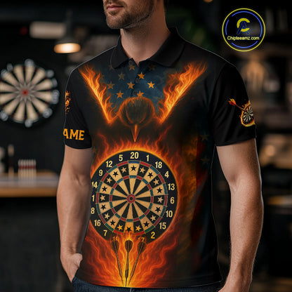 Men's US Flag Patriotic Darts Shirt Personalized Flame Eagle Dartboard Dart Team Jerseys NYN1129