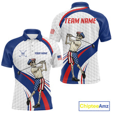 Load image into Gallery viewer, American Flag Golf Polo Shirts For Men Custom Skeleton Golfer Patriot Golf Team Clothing NYN3264