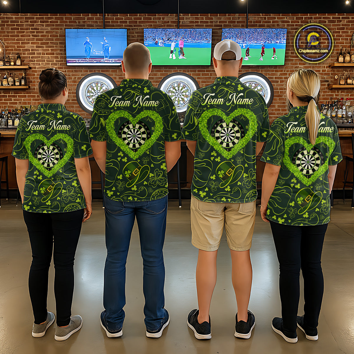 Heart Shamrock Dartboard St Patrick's Day Women Darts Polo Shirt Custom Darts Couple Jersey NYN2530