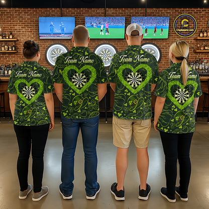 Heart Shamrock Dartboard St Patrick's Day Women Darts Polo Shirt Custom Darts Couple Jersey NYN2530