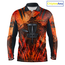 Load image into Gallery viewer, Orange Claws Mens Disc Golf Polo Shirt Custom Grey Disc Golf Basket Jerseys Team Mens Disc Golf NYN3113