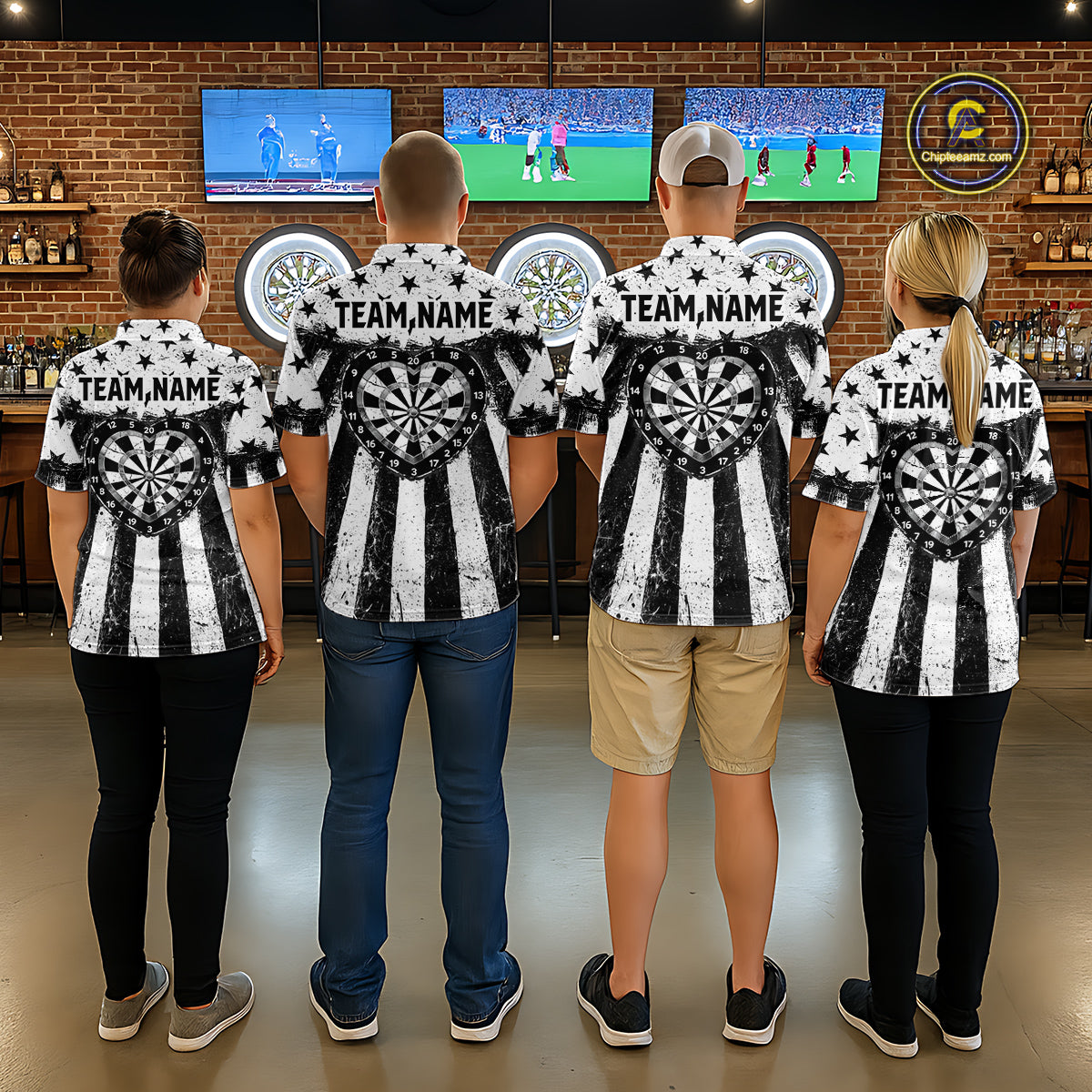 Black White Heart Broken Dartboard Women Darts Valentine Shirt Custom Dart Polo Couple Gifts NYN2543