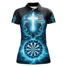 Load image into Gallery viewer, Thunder Blue Dartboard Cross Women Darts Team Shirt Personalized Tribal Dart Polo Jerseys NYN2555
