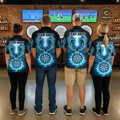 Thunder Blue Dartboard Cross Women Darts Team Shirt Personalized Tribal Dart Polo Jerseys NYN2555