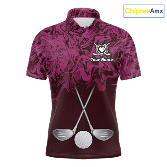 Mens Golf Clothing Pink Fluid Pattern Golf Polo Shirt Custom White Golf Clubs Ball Golf Upf Shirts NYN2935