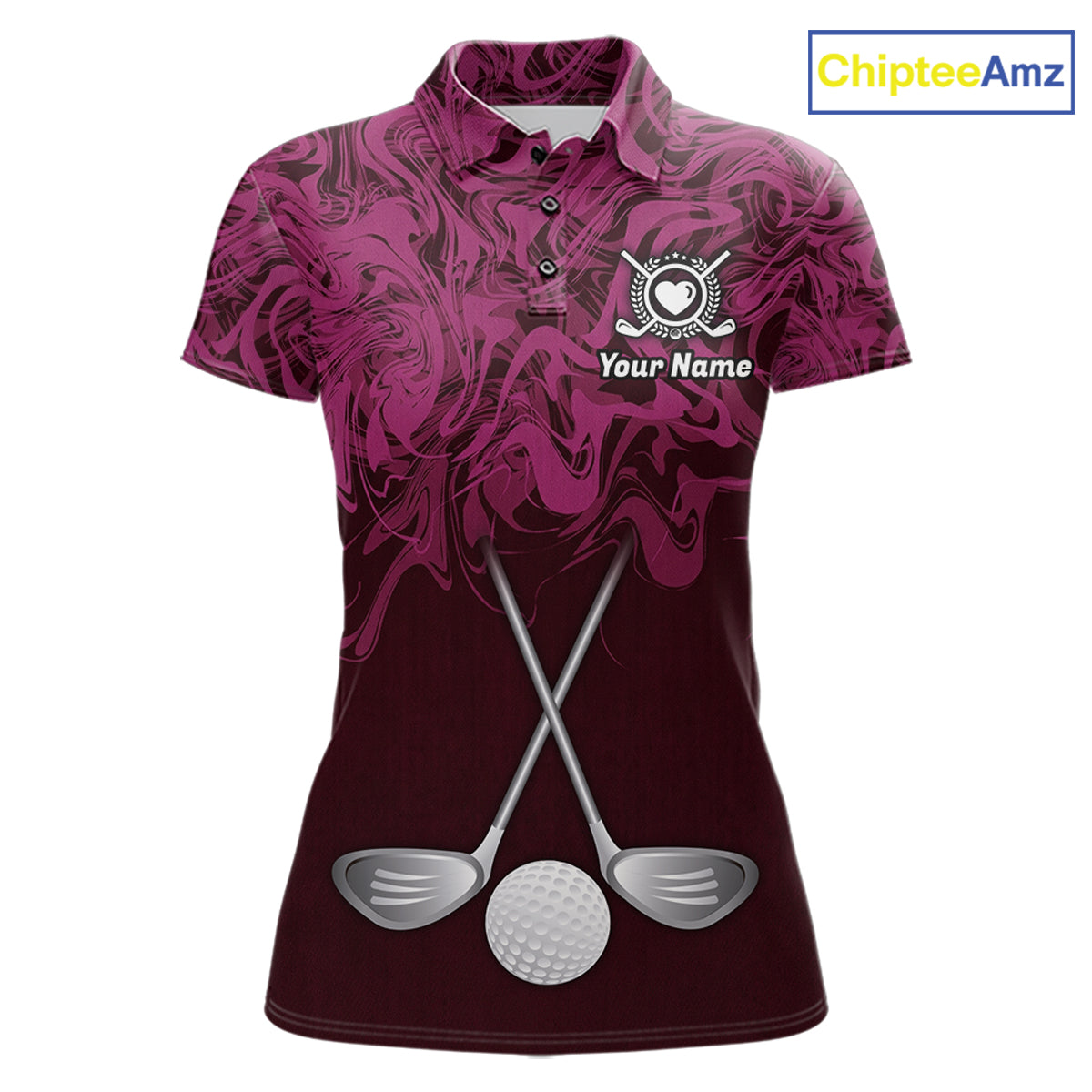 Women Golf Clothing Pink Fluid Pattern Golf Polo Shirt Custom White Golf Clubs Ball Golf Upf Shirts NYN2935
