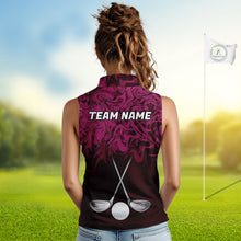 Load image into Gallery viewer, Women Golf Clothing Pink Fluid Pattern Sleeveless Golf Polo Shirt Custom White Golf Clubs Ball Golf Upf Shirts NYN2935