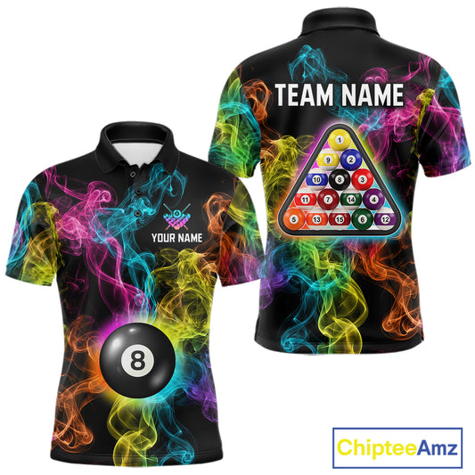 Personalized Colorful Smoke 8 Ball Pool Billiard Shirt For Men Custom Billiard Rack Team Jersey NYN3142