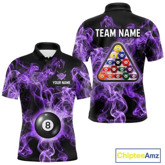 Personalized Purple Smokes 8 Ball Pool Billiard Shirt For Men Custom Billiard Rack Team Jersey NYN3143