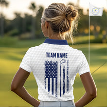 Load image into Gallery viewer, Patriotic Womens Golf Polo Shirts Custom American Flag Golf Apparel America 250Th Golf Shirt | Blue NYN3326