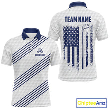 Load image into Gallery viewer, Patriotic American flag golf polo shirt for men blue America 250th golf apparel