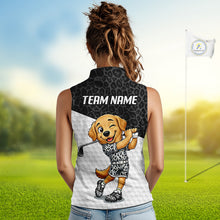 Load image into Gallery viewer, Golden Retriever Golf Shirt Personalized Black Leopard Pattern Funny Golf Polos For Women NYN3331