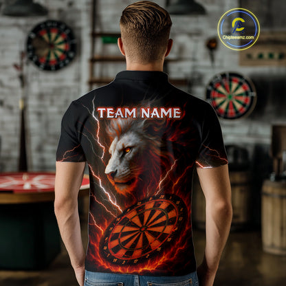 Red Custom Men Darts Shirt With Lion Personalized Lightning Dartboard Dart Jerseys NYN1219