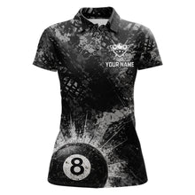 Load image into Gallery viewer, Black White Grunge Pool 8 Ball Billiard Shirt For Women Personalized Ball Billiard Attire Gifts NYN2569