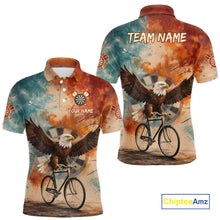 Load image into Gallery viewer, Blue &amp; Orange Watercolor Funny Eagle Dartboard Men Dart Polo Shirts Custom Dart Team Jerseys NYN2728