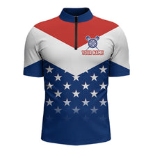 Load image into Gallery viewer, Blue And Red Dartboard Patriotic Dart Quarter-Zip Shirts For Men Custom Dart Team Jerseys NYN2729