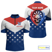 Load image into Gallery viewer, Blue And Red Dartboard Patriotic Dart Quarter-Zip Shirts For Men Custom Dart Team Jerseys NYN2729