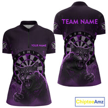 Load image into Gallery viewer, Funny Cat Purple Dripping Dartboard Custom Women Quarter-Zip Darts Shirt Outfits Darts Jersey NYN1802
