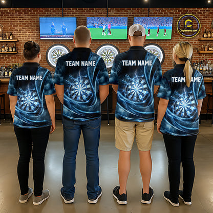 Personalized Thunder Darts Polo & 1/4-Zip Shirt For Men Lightning Dark Blue Dart Attire Jerseys NYN2955