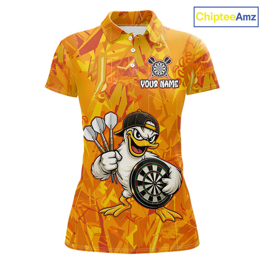 Personalized Funny Duck Darts Polo & 1/4-Zip Shirt For Women Custom Duck Dart Team Dart Jerseys NYN2958