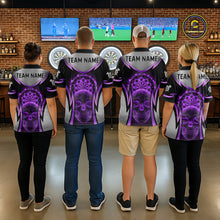 Load image into Gallery viewer, Silver Purple Flaming Skull Dartboard Women Darts Polo Shirt Custom Team Dart League Jerseys NYN2070