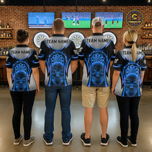Load image into Gallery viewer, Silver Blue Flaming Skull Dartboard Women Darts Polo Shirt Custom Team Dart League Jerseys NYN2072