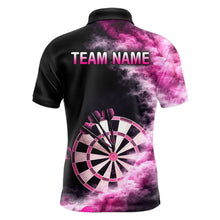 Load image into Gallery viewer, Custom Pink Smokes Dartboard &amp; Arrow Men Darts Polo Shirt Personalized Darts Team Jerseys NYN2597