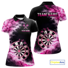 Load image into Gallery viewer, Custom Pink Smokes Dartboard &amp; Arrow Women Darts Polo Shirt Personalized Darts Team Jerseys NYN2597