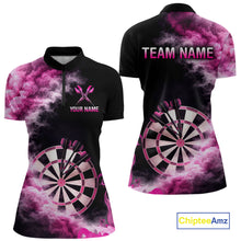 Load image into Gallery viewer, Custom Pink Smokes Dartboard &amp; Arrow Women Darts 1/4-Zip Shirt Personalized Darts Team Jerseys NYN2597
