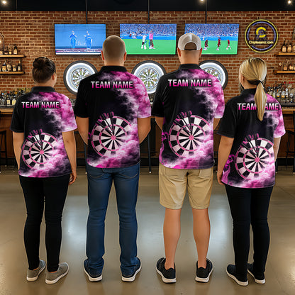 Custom Pink Smokes Dartboard & Arrow Men Darts Polo Shirt Personalized Darts Team Jerseys NYN2597
