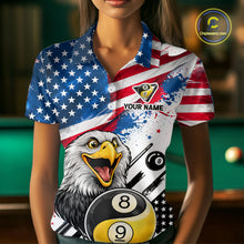 Load image into Gallery viewer, Splatter US Flag Yin And Yang 8 Ball &amp; 9 Ball Women Billiard Shirt Custom Eagle Freedom Billiard Appeal NYN2767