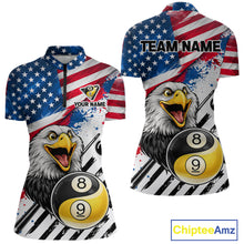 Load image into Gallery viewer, Splatter US Flag Yin And Yang 8 Ball &amp; 9 Ball Women Billiard Shirt Custom Eagle Freedom Billiard Appeal NYN2767