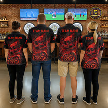 Load image into Gallery viewer, Fire Flame Skull Red Grunge Dartboard Custom Dart Polo Shirt For Women Dart League Jerseys NYN2092